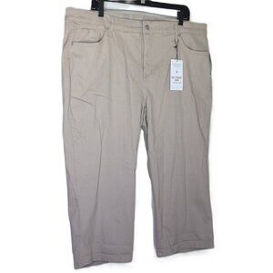 New Gloria Vanderbilt Capri Mid-Rise Khaki Rail Straight Stretch NWT Plus Sz 18W